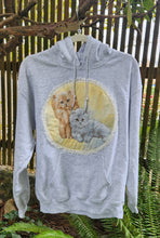 Load image into Gallery viewer, Reworked Lace Kitty Hoodie - Heather Grey SZ M
