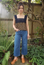 Load image into Gallery viewer, Ruffled Eyelet Square Neck Cami Crop Top - Black Orange Floral
