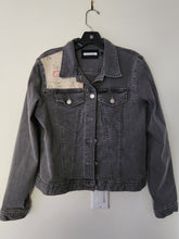 Load image into Gallery viewer, Reworked Denim Jacket - Neutral Floral Vine L
