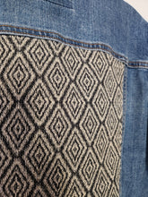 Load image into Gallery viewer, Reworked Denim Jacket - Aztec Diamond Print L
