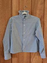 Load image into Gallery viewer, Ruffled Collar Blouse - pinstripe M
