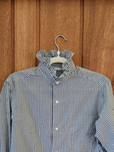 Load image into Gallery viewer, Ruffled Collar Blouse - pinstripe M
