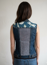 Load image into Gallery viewer, Reworked Denim Vest - Dragonfly
