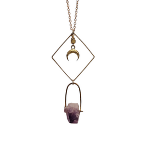 Raw Amethyst Stone Bail Necklace