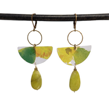 Load image into Gallery viewer, Watercolor Lime Tin Drop Earrings
