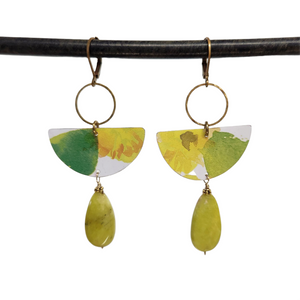 Watercolor Lime Tin Drop Earrings
