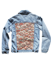 Load image into Gallery viewer, Reworked Denim Jacket - Modern Geometric Rainbow
