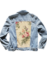 Load image into Gallery viewer, Reworked Denim Jacket - Geometric Tan Floral

