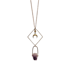 Raw Amethyst Stone Bail Necklace