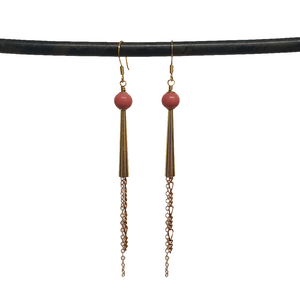 Stone Cone Duster Earrings - Pink