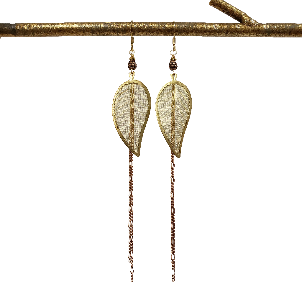 Vintage mesh leaves duster earrings