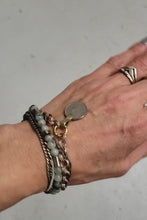 Load and play video in Gallery viewer, Kuchi Coin Multi Chain Layered Stone Bracelet - Larvikite
