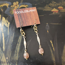 Load image into Gallery viewer, Sun Stone Mixed Metal Bar Drop Earrings
