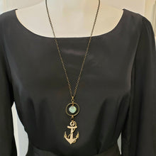 Load image into Gallery viewer, Enamel Anchor Necklace - Larimar
