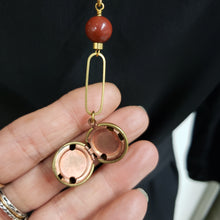 Load image into Gallery viewer, Vintage Ball Locket Necklace - Red Jasper
