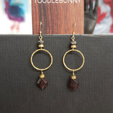Load image into Gallery viewer, Garnet Hoop Drop Earrings

