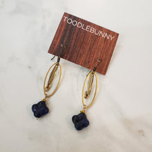 Load image into Gallery viewer, Sodalite Quatrefoil Ring Drop Earrings
