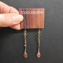 Load image into Gallery viewer, Sun Stone Mixed Metal Bar Drop Earrings
