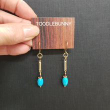 Load image into Gallery viewer, Turquoise Garnet Bar Drop Earrings
