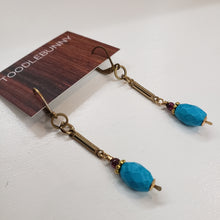 Load image into Gallery viewer, Turquoise Garnet Bar Drop Earrings
