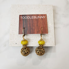 Load image into Gallery viewer, Vintage Filigree Bead Drop Earrings - Olive Jade
