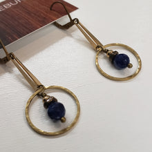 Load image into Gallery viewer, Bar Ring Drop Earrings - Sodalite
