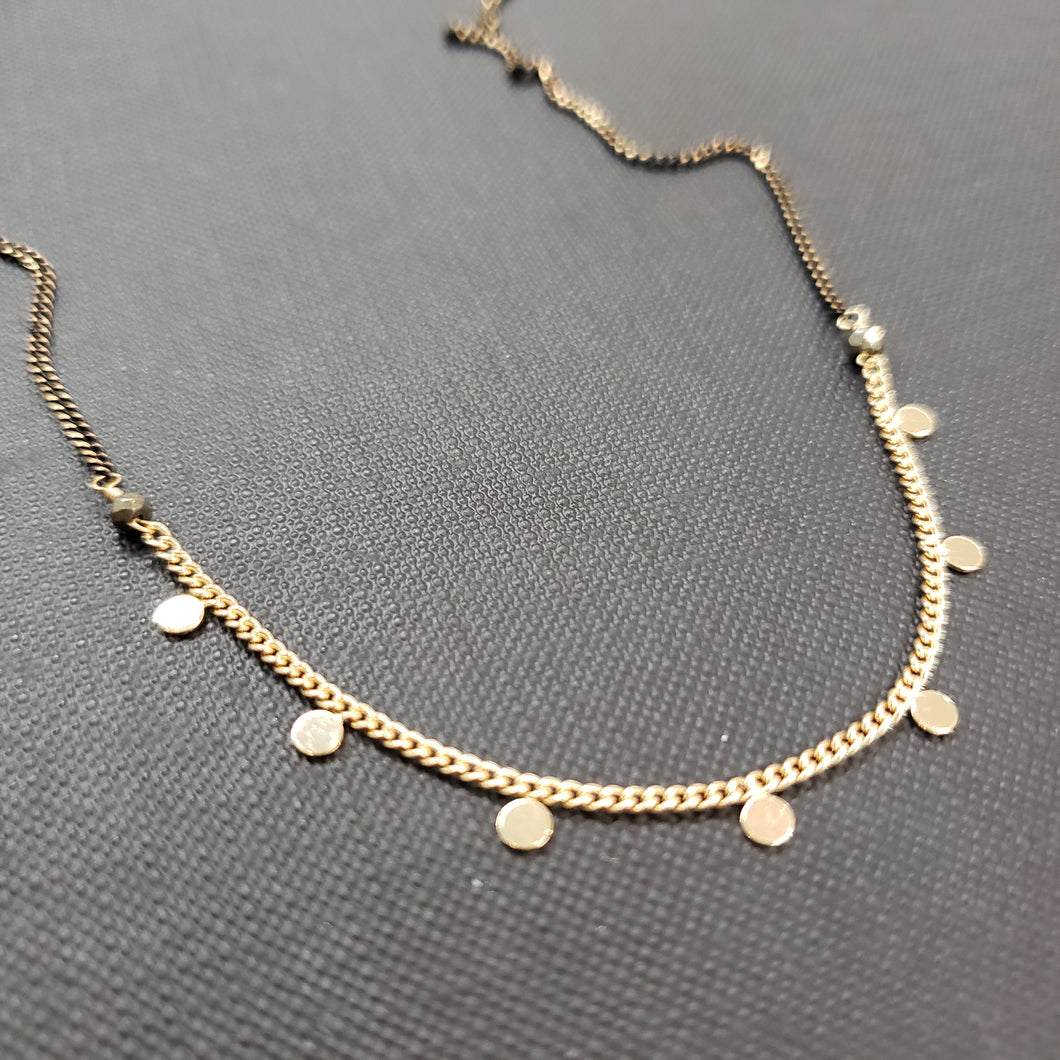 Seven Delicate Layer Necklace - Pyrite