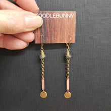 Load image into Gallery viewer, Pyrite Mixed Metal Chain Drop Earrings
