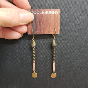 Pyrite Mixed Metal Chain Drop Earrings