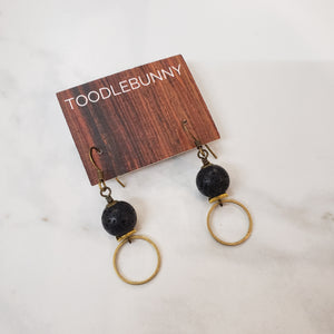Lava Ring Drop Brass Earrings