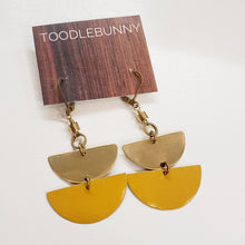 Load image into Gallery viewer, Stacked Brass and Tin Earrings - Mustard
