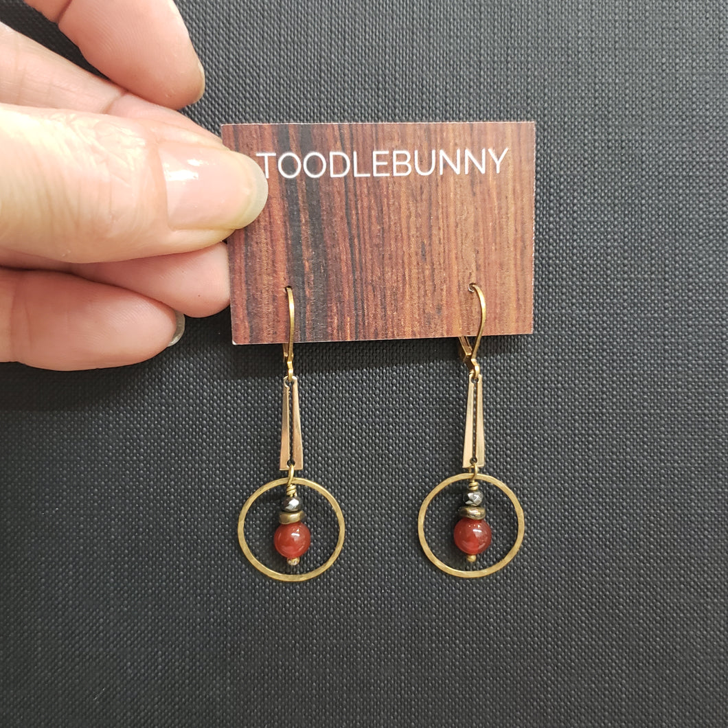 Bar Ring Drop Earrings - Carnelian