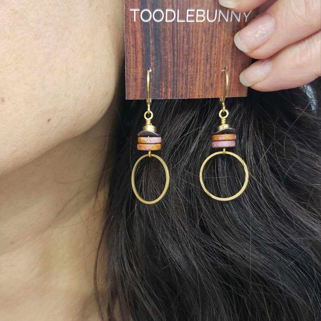 Coco Shell Ring Drop Brass Earrings
