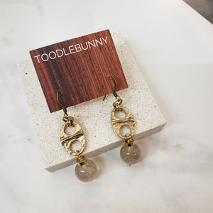 Golden Rutile Quartz Vintage Link Drop Earrings