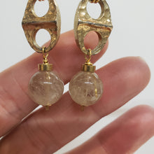 Load image into Gallery viewer, Golden Rutile Quartz Vintage Link Drop Earrings

