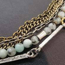 Load image into Gallery viewer, Kuchi Coin Multi Chain Layered Stone Bracelet - Sesame Kiwi Jasper
