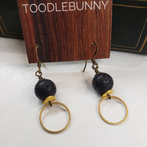 Lava Ring Drop Brass Earrings