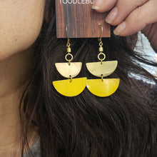 Load image into Gallery viewer, Stacked Brass and Tin Earrings - Mustard
