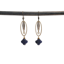 Load image into Gallery viewer, Sodalite Quatrefoil Ring Drop Earrings
