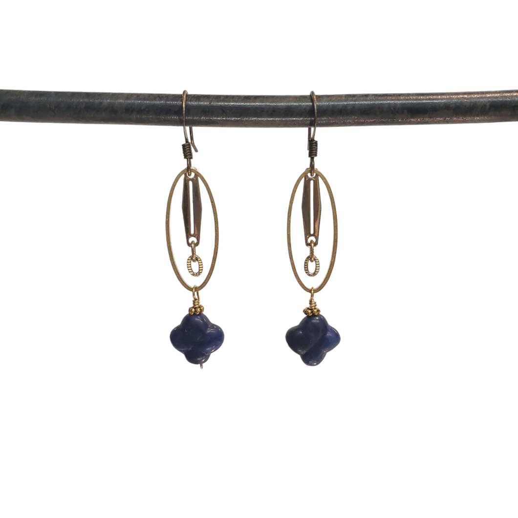 Sodalite Quatrefoil Ring Drop Earrings