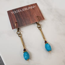Load image into Gallery viewer, Turquoise Garnet Bar Drop Earrings
