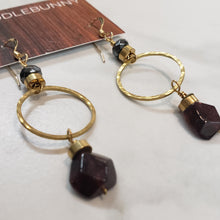 Load image into Gallery viewer, Garnet Hoop Drop Earrings
