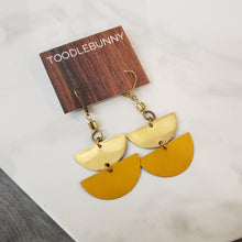 Load image into Gallery viewer, Stacked Brass and Tin Earrings - Mustard
