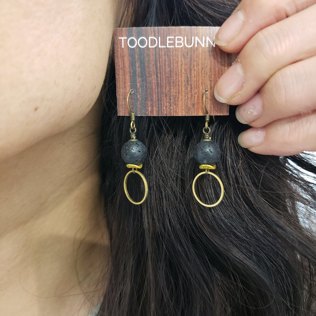 Lava Ring Drop Brass Earrings