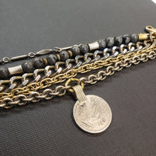 Load image into Gallery viewer, Kuchi Coin Multi Chain Layered Stone Bracelet - Larvikite
