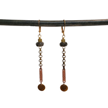 Load image into Gallery viewer, Pyrite Mixed Metal Chain Drop Earrings
