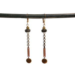 Pyrite Mixed Metal Chain Drop Earrings