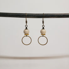 Load image into Gallery viewer, Riverstone Ring Drop Brass Earrings
