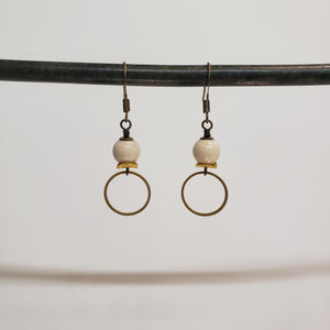 Riverstone Ring Drop Brass Earrings