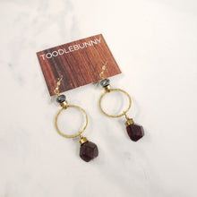 Load image into Gallery viewer, Garnet Hoop Drop Earrings
